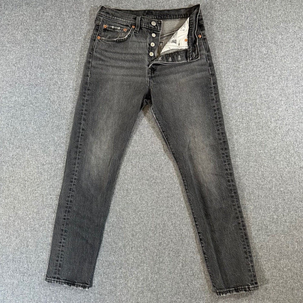 Levi's Jeans Womens 27 501 Skinny Faded Black Stretch Button Fly Denim